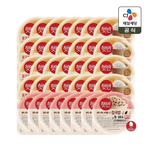 CJ제일제당 햇반 윤기가득 쌀밥 210g 28개 + 잡곡밥 210g 8개이미지입니다. 누르면 해당 게시물로 새창이동합니다.