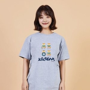 키밍 아이스크림 여우 캐릭터티셔츠 반팔코디 W6B2305_이미지
