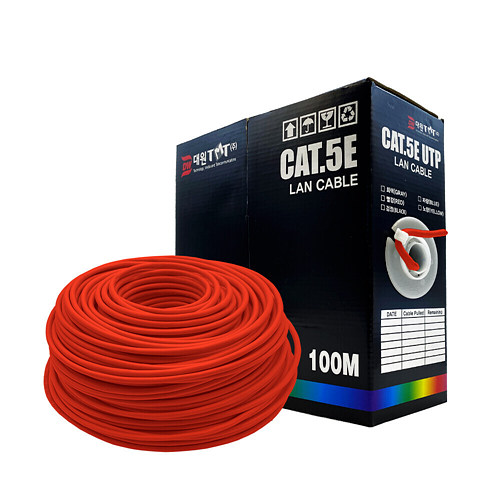 대원TMT DW-UTP5E CAT.5e UTP 제작용 랜케이블 박스 (레드, 100m)