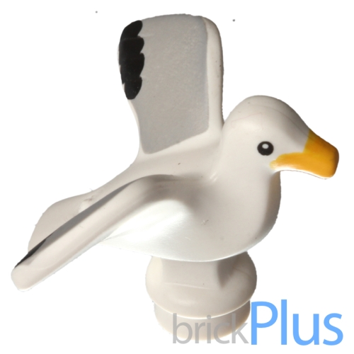 레고 부품 동물 갈매기 White Bird Seagull with Bright Light Orange Beak and Black..