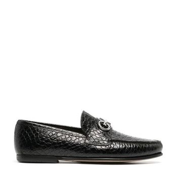 살바토레페라가모 페라가모 Crocodile-Effect Gancini Ornament 로퍼 Size 7.5 EEE 021142 758403 1122..