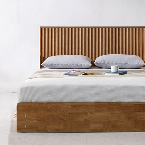 트리플 우드 원목 침대 SS+사이드패널 (독립스프링)_이미지