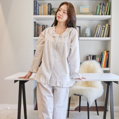 바풀 CA4W10816 여성잠옷 면레이온 파자마 투피스 잠옷 상하 세_이미지
