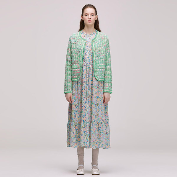 써스데이아일랜드 트위드 스칼럽 가디건 T242MCD136W