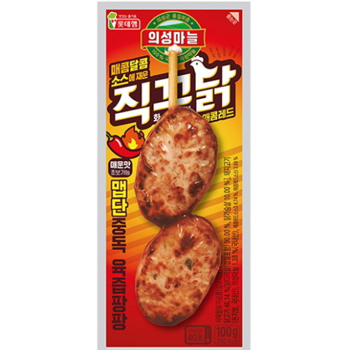 롯데웰푸드 롯데햄 의성마늘 직꾸닭 매콤레드 100g (5개)_이미지