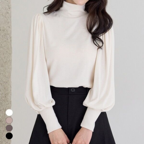 모리스커밍홈 하이넥 퍼프소매 티셔츠_M2511TS104C_이미지