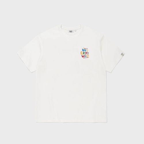 와키윌리 슬로건 타이포 반팔티셔츠 화이트 WA2602ST11WH_이미지