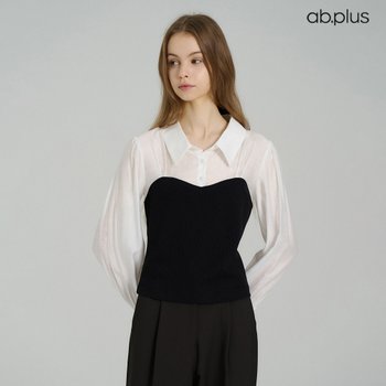 Ab.plus 뷔스티에 롱 슬리브 블라우스 LSA5MB39A