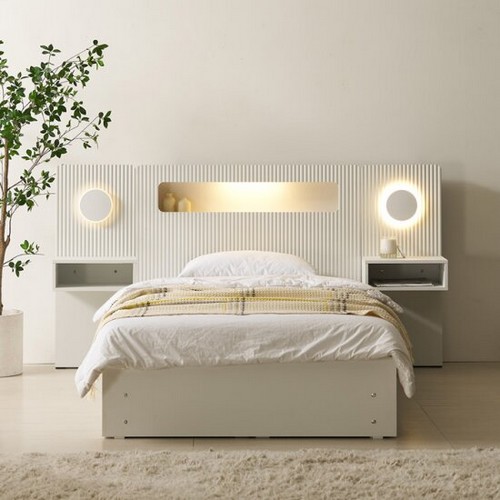 BIF보루네오 호텔라인 KC824 서랍 LED침대 SS+협탁2개 (독립스프링)