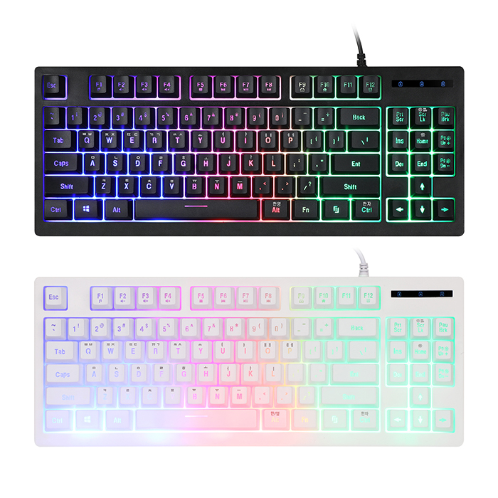 앱코 HACKER K150 텐키리스 레인보우 LED 게이밍 멤브레인 (화이트)_이미지