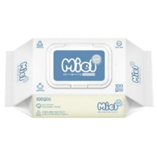 지크린텍 미엘 블루 물티슈 캡형 100매 (10팩)