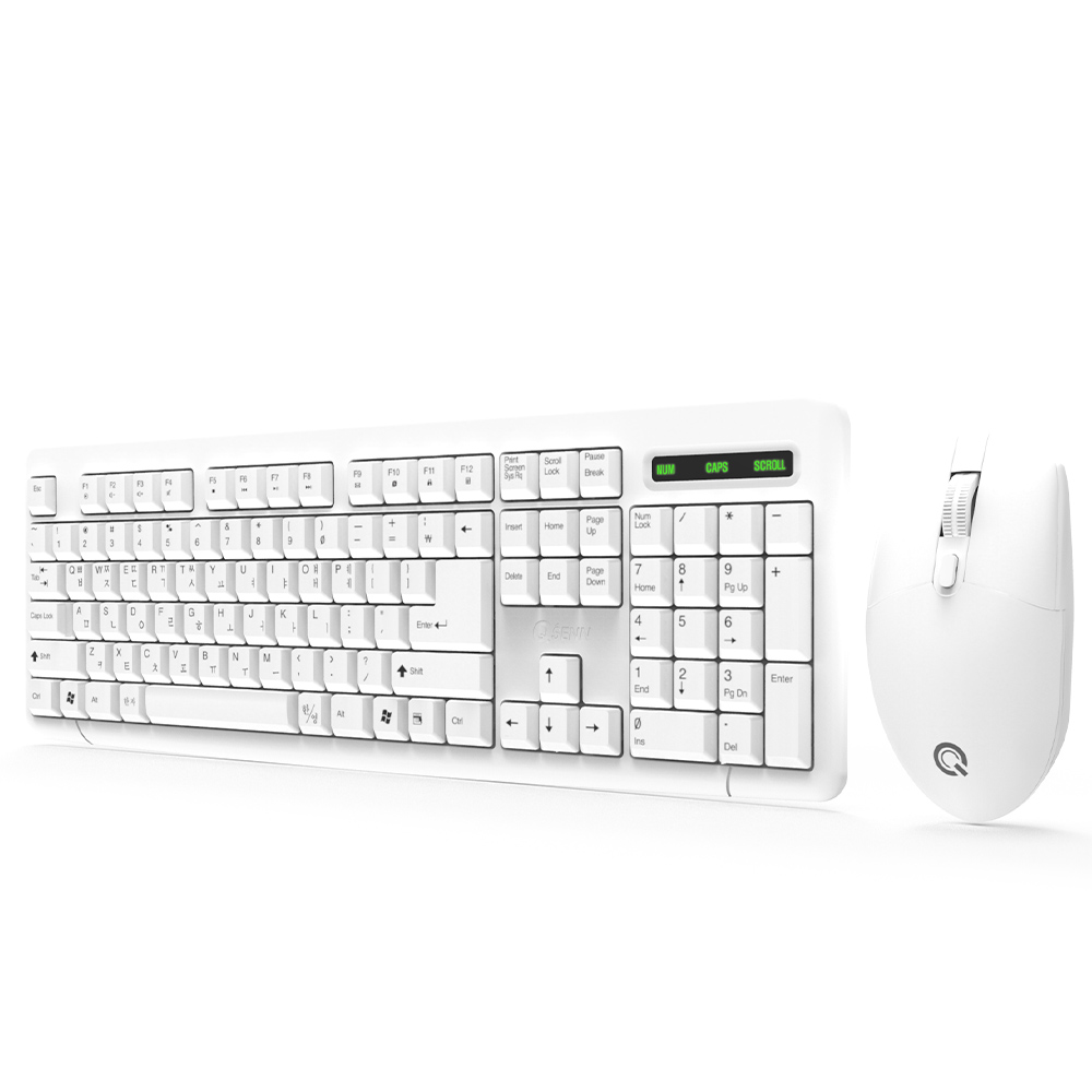QSENN MK210 무선 키보드 마우스 세트 (화이트, 키스킨 포함)_이미지