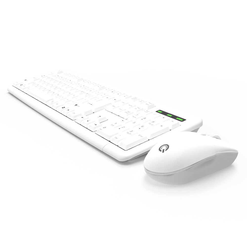 QSENN MK210 무선 키보드 마우스 세트 (화이트, 키스킨 포함)_이미지