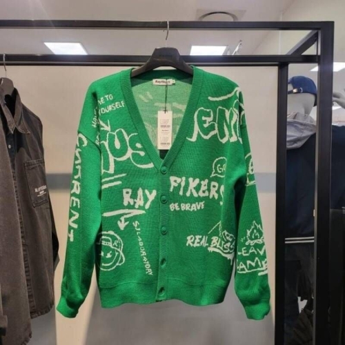 엠할리데이 HC21 낙서 드로잉 가디건 G 캐주얼 남녀 공용 오버핏 영문 니트 봄 MP5SU509992474_이미지