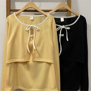 리본 골지 가디건 셋업 302K911S 빅사이즈 여성