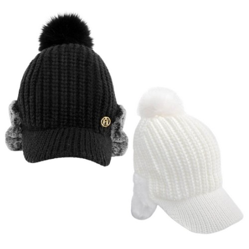 고운 겨울 니트 폼폼 귀마개 모자