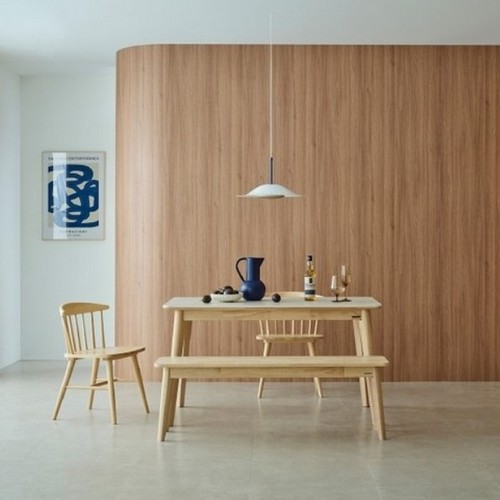 한샘 도노 내추럴 세라믹 식탁 1350 (스칸디의자2개+벤치1개)_이미지