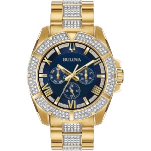 부로바 98C128 Mens Crystals Phantom Gold Tone Stainless Steel 6-Hand Multi-..