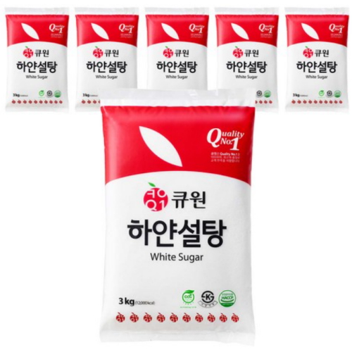 큐원 하얀설탕 3kg (6개)_이미지