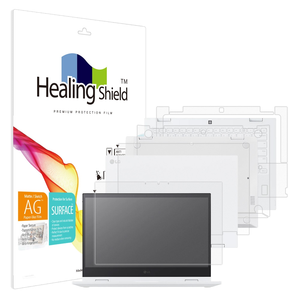폰트리 힐링쉴드 LG전자 2in1 PC 14T30S 종이질감 지문방지 블루라이트차단 (액정보호필름 + 외부보호필름 3종 세트)_이미지