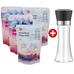 히말라야 핑크솔트 1kg+그라인더1P/굵은소금250gx2+가는소금250gx2 미네랄소금 천연 암염 핑크소금