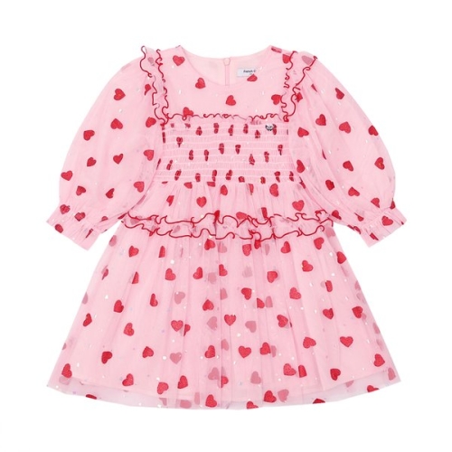 프렌치캣 하트 샤스모킹 원피스 (Q52DAO070P1)_이미지