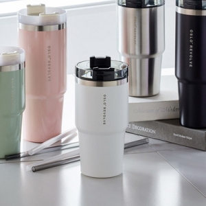 오슬로 리볼브 보온보냉 대용량 빨대스텐컵 600ml
