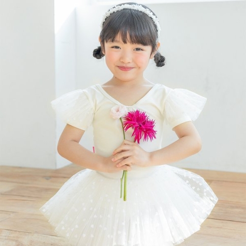 아떼르발레 ATB-4003-아이보리 하트튜튜반팔 스냅형 튜튜발레복