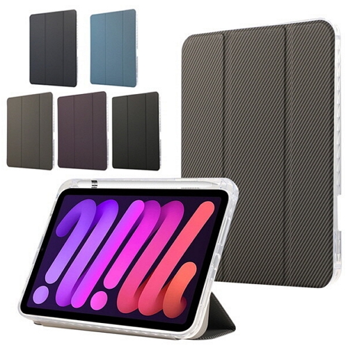 iPad mini A17 Pro 7세대 카본패턴 스탠드 슬림 가죽 케이스