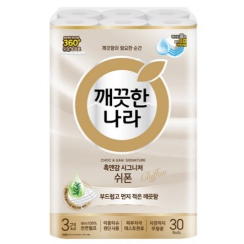깨끗한나라 촉앤감 시그니처 쉬폰 27m (30롤) (5팩)_이미지