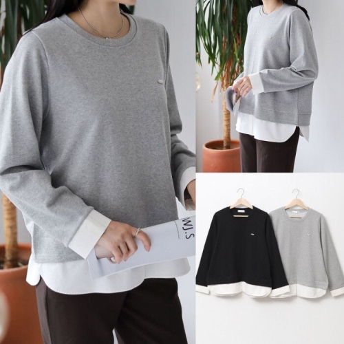 나야홍 위쉬몰 SM 셔츠레이어유넥티셔츠 V517H510 빅사이즈_이미지