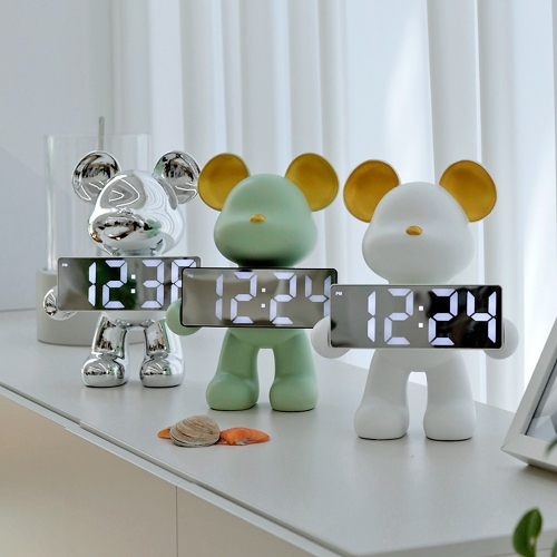 심플 감성 인테리어 장식 곰 LED 디지털 알람 탁상시계 화이트 블랙