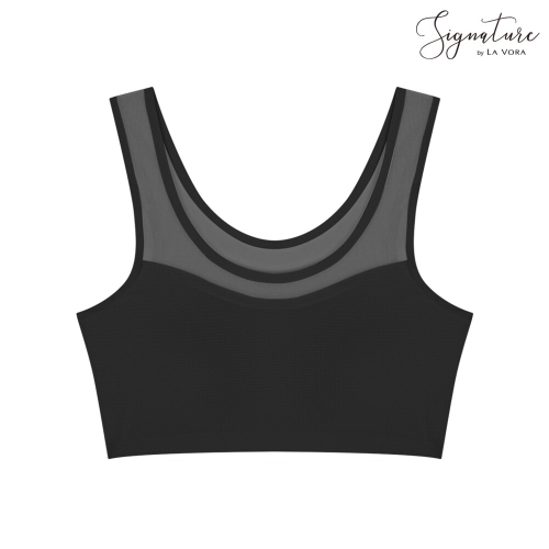 라보라토리 시그니처 몰드고정 퓨징 누디 쿨 메쉬 노와이어 풀핏 브라탑 B9005BK