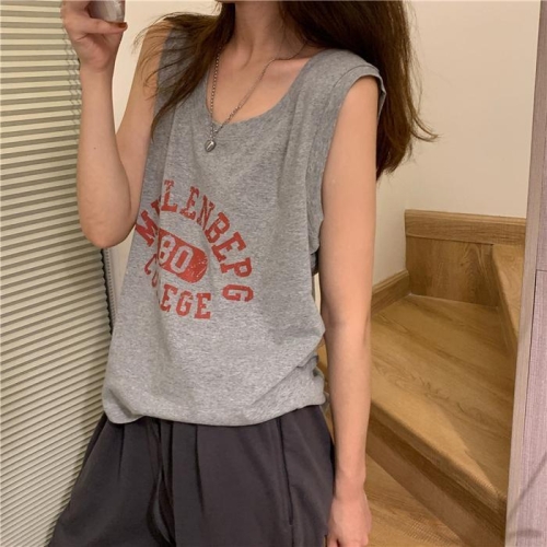 프리티 여성 루즈핏 라운드넥 프린팅 민소매 나시 티셔츠 45794512_이미지