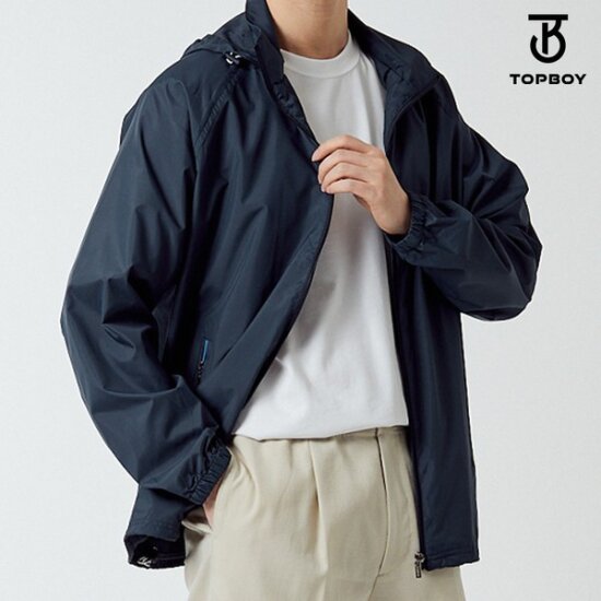 탑보이 포인트 지퍼 배색 경량 바람막이 점퍼 LD038