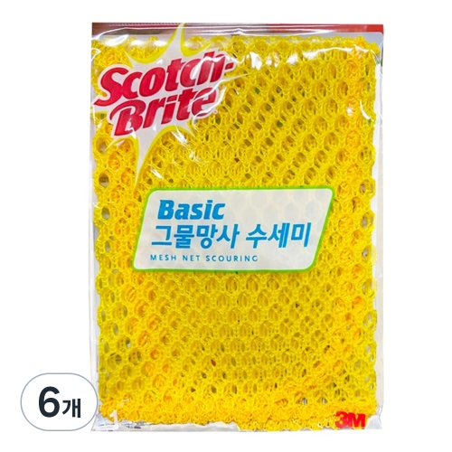 3M 스카치브라이트 베이직 그물 망사 수세미 1개입 6개