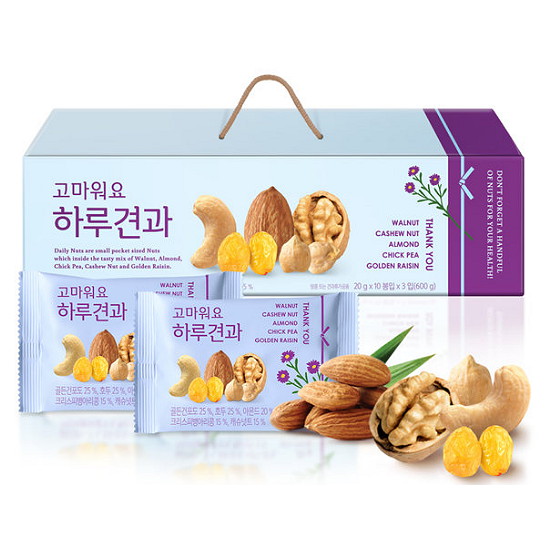 선명농수산 썬넛트 고마워요 하루견과 선물세트 20g 30개입 (2개)