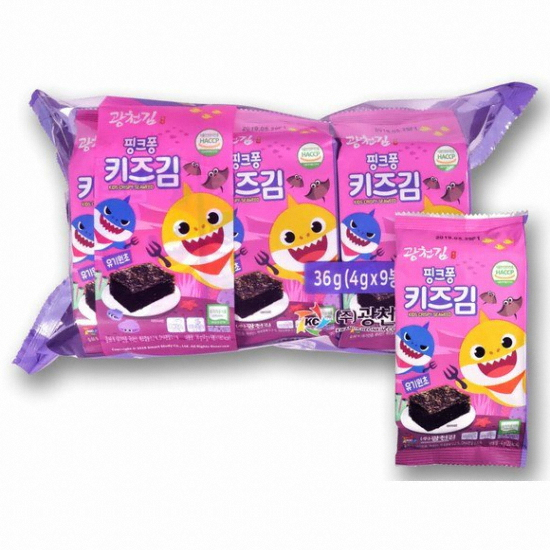광천김 핑크퐁 유기원초 키즈김 4g (9개)_이미지