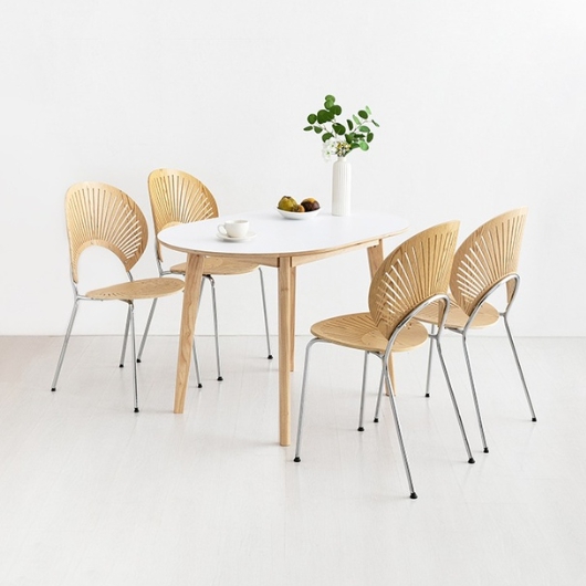 마켓비 RAMIRA 라운드형 HPL 식탁 1200 (GARIBI의자4개)