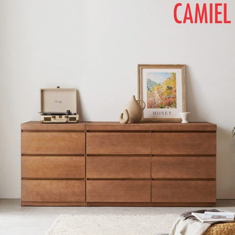 까미엘 브리노 오동나무 솔리드 원목 3단 서랍장 세트 1800