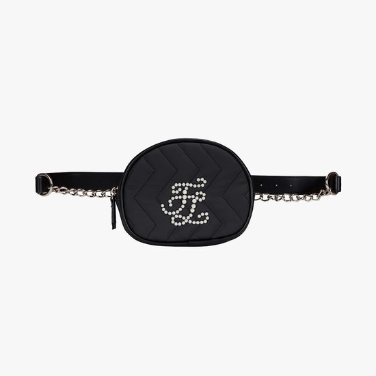 페어라이어 진주 체인 퀼팅 힙색 블랙