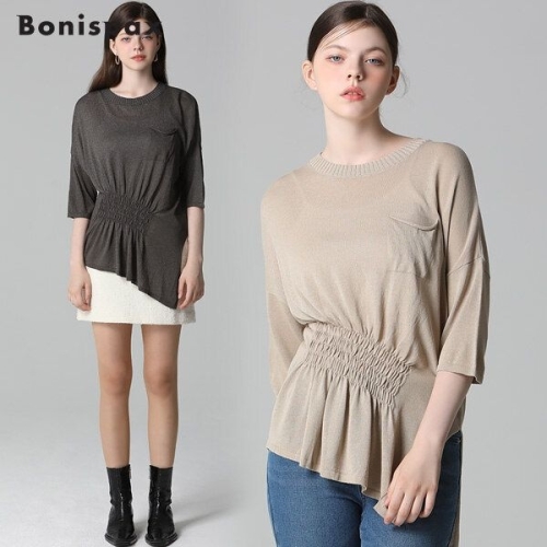 보니스팍스 Bonispax 허리 스모킹 가슴포켓 니트 350642