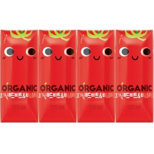  롯데칠성음료 오가닉 유기농 주스 레드비트&배&토마토 125ml [4개]