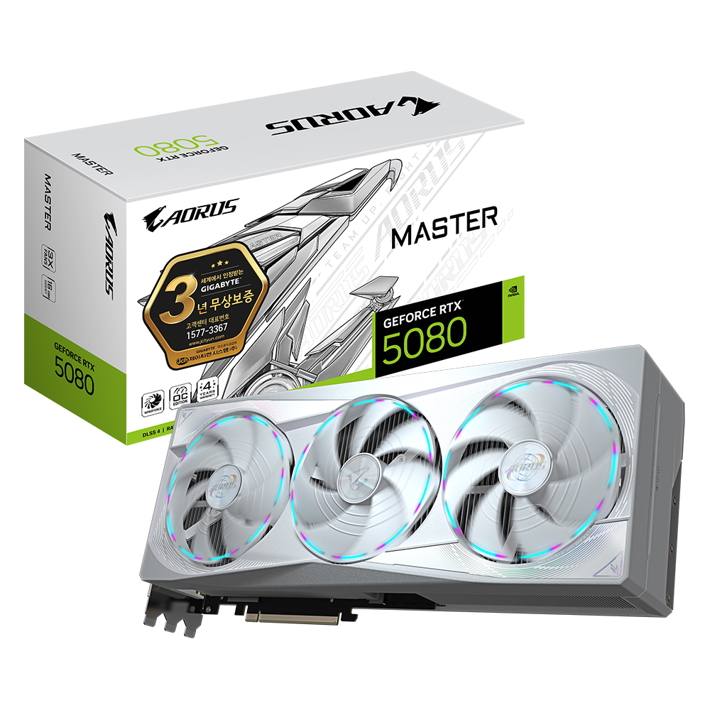 GIGABYTE AORUS ������ RTX 5080 MASTER ICE D7 16GB ���̾���