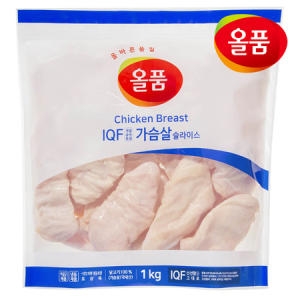 올품 IQF 닭가슴살 슬라이스 1kg