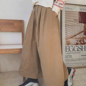 옷자락 여성 캐주얼 핀턱 허리밴딩 플리츠 와이드 팬츠 41607_WP34244