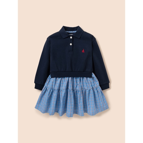 삼성물산 빈폴키즈 클래식 체크 믹스 원피스 네이비 BI6171G90R