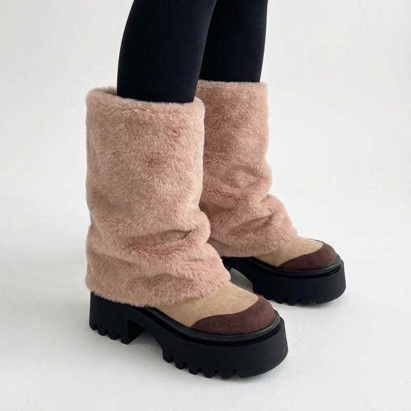 여자 겨울 털 레그워머 키높이 플랫폼 키치 미들 부츠1103160