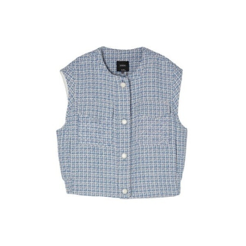 아이올리 LAP SET-아우터 뒤밴딩 트위드 니트 베스트 AP1WV260_DG_이미지