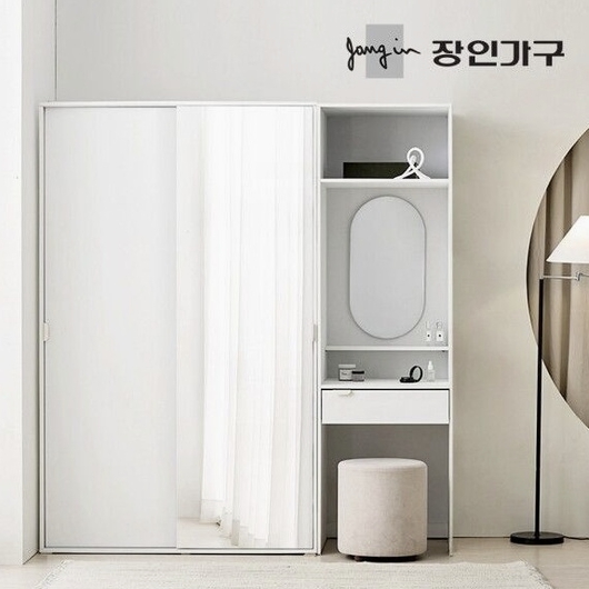 코라 1200 행거형 거울옷장+600 수납화장대 슬라이딩 옷장세트 1800